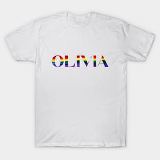 Olivia Rainbow Text T-Shirt